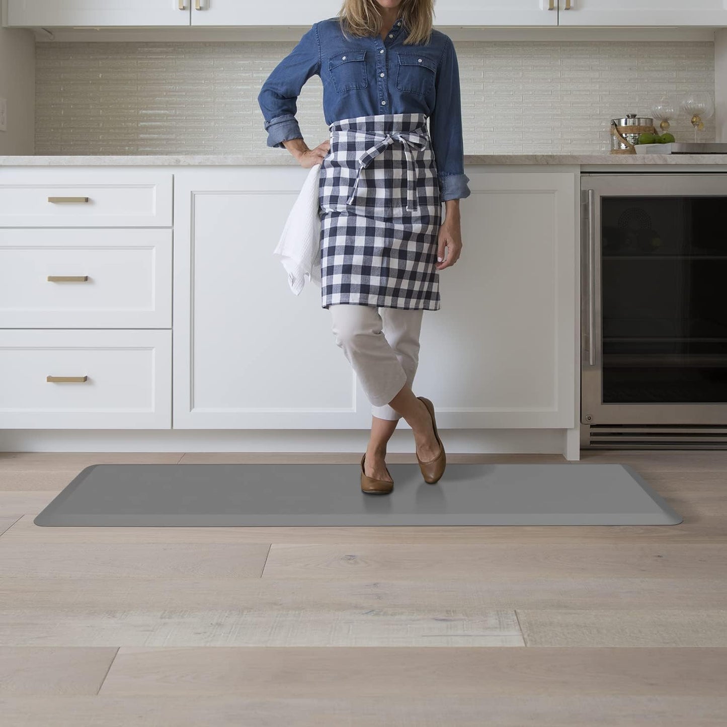 GelPro Utility Anti-Fatigue Runner Mat, Leather Grain Grey - 20x72