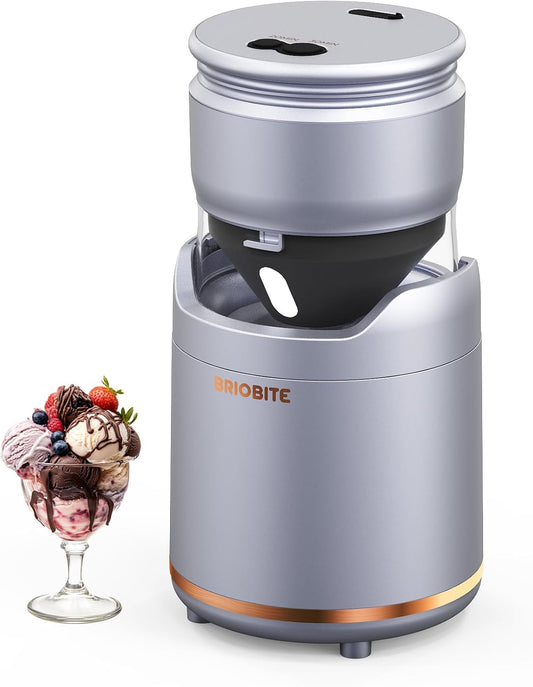 Ice Cream Maker Machine – Premium Electric Mini Maker Machine with Low-Noise Operation, Rechargeable,Perfect for Gelato, Sorbet & Frozen Yogurt, Easy to Clean,Silver