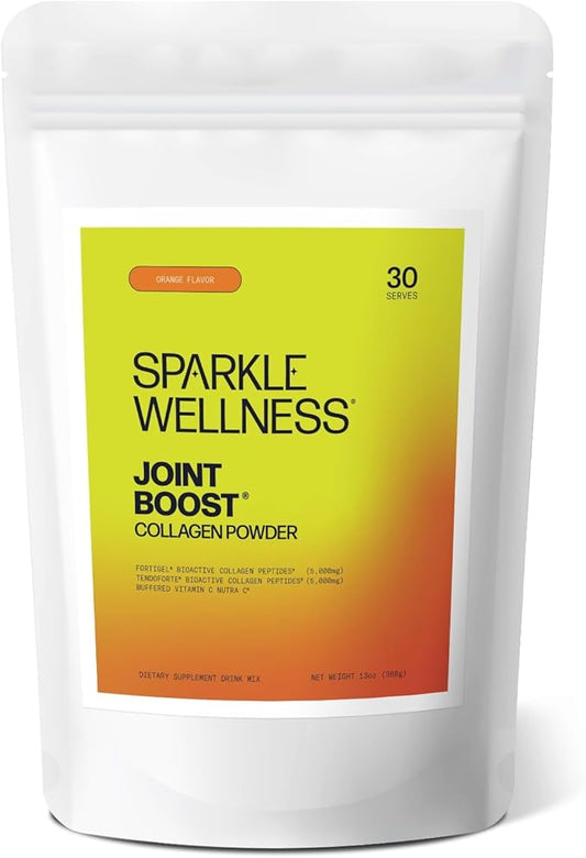 Sparkle Wellness Joint Boost (Orange) [30-Serves] | Collagen Powder Supplement with FORTIGEL & TENDOFORTE Collagen Peptides & Calcium Ascorbate Vitamin C | Supports Joint Mobility