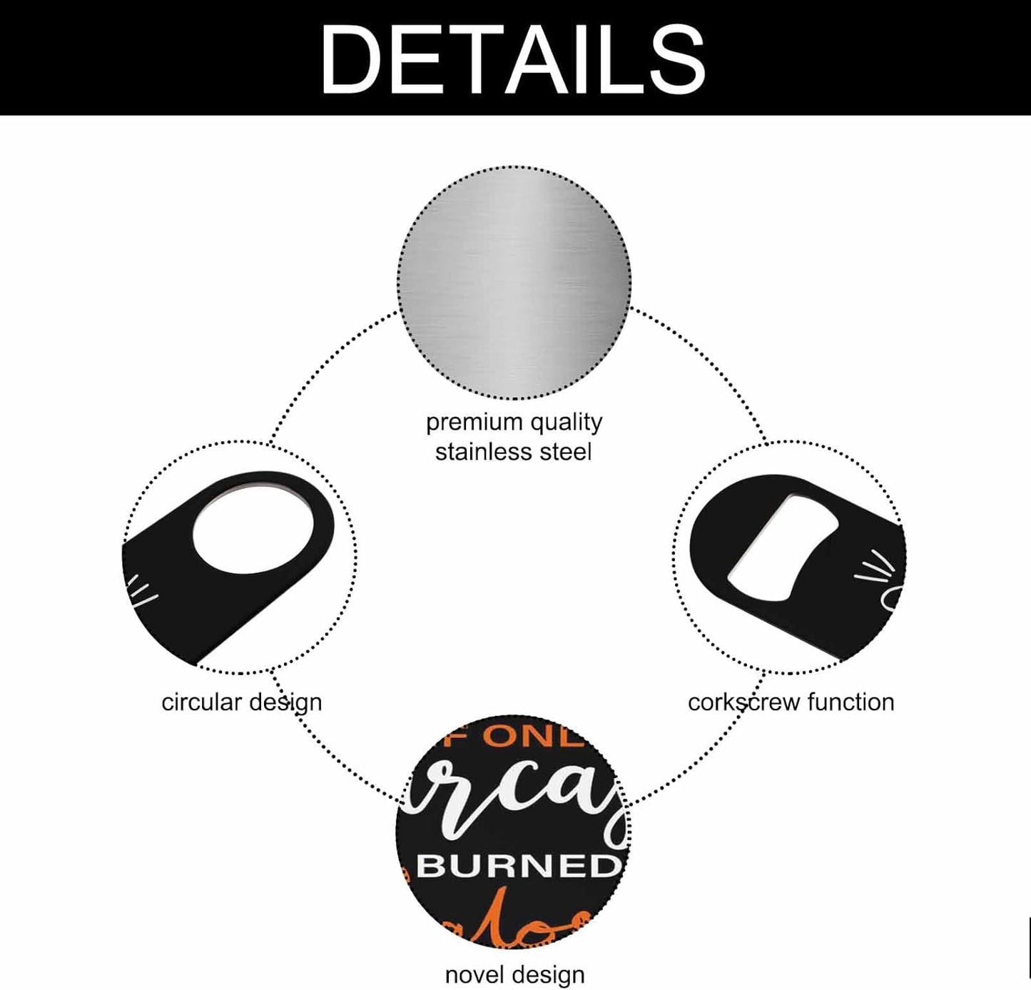 Funny Quote Stainless Steel Bottle Opener If Only Sarcasm Burned Calories Flat Beer Bottle Opener Keychain for Home Kitchen Bar Restaurant Party Birthday Gift