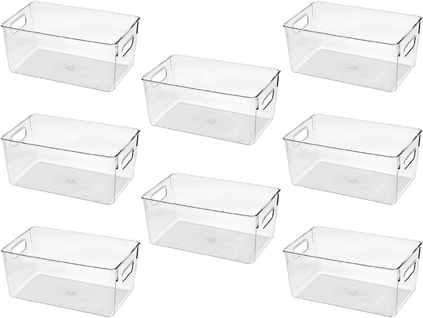 Clear Plastic Storage Bins, Pantry Organizers and Storage Containers Fridge Organizer Bins for Organizing Kitchen Cabinet Organizer Bin Bathroom Freezer Refrigerator Organization