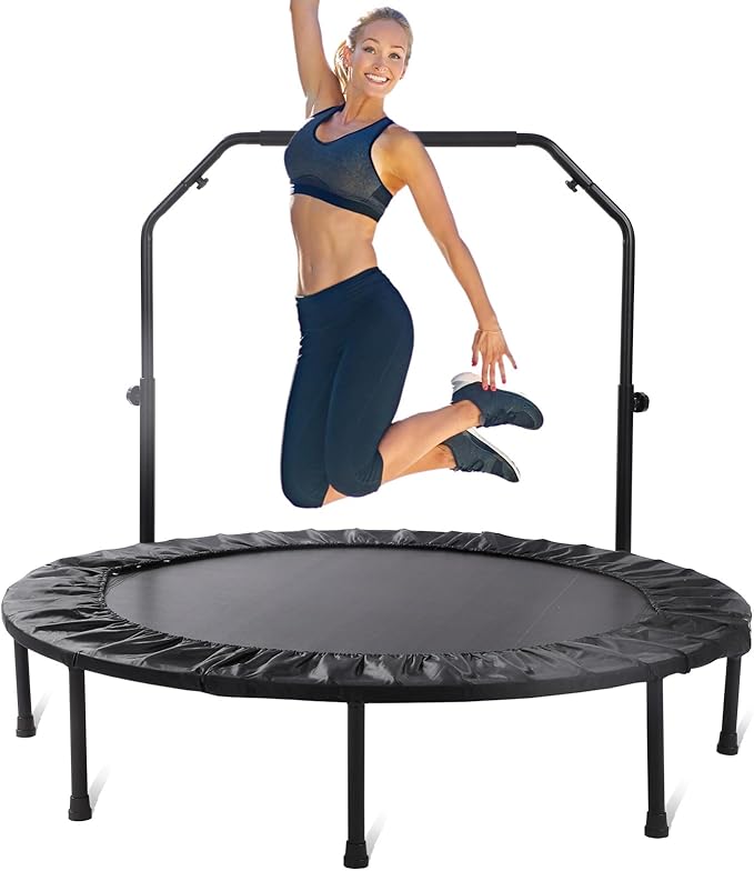 Rebounder Trampoline for Adults, 40"/50" Foldable Spring Fitness Trampoline - 450 lbs Capacity, Quiet & Stable Indoor/Outdoor Exercise Equipment for Cardio Workout