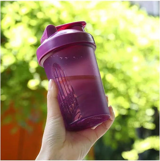 CHNLML Protein Shaker Bottle 400ML/16Oz w. Shaker Ball for Protein Shake, Shaker Bottle with Mixing Ball, Leak-Proof, BPA-Free, for Gym, Workout, Juice Mixer (Purple/Purple, 16Oz-400ML-1Bottle)