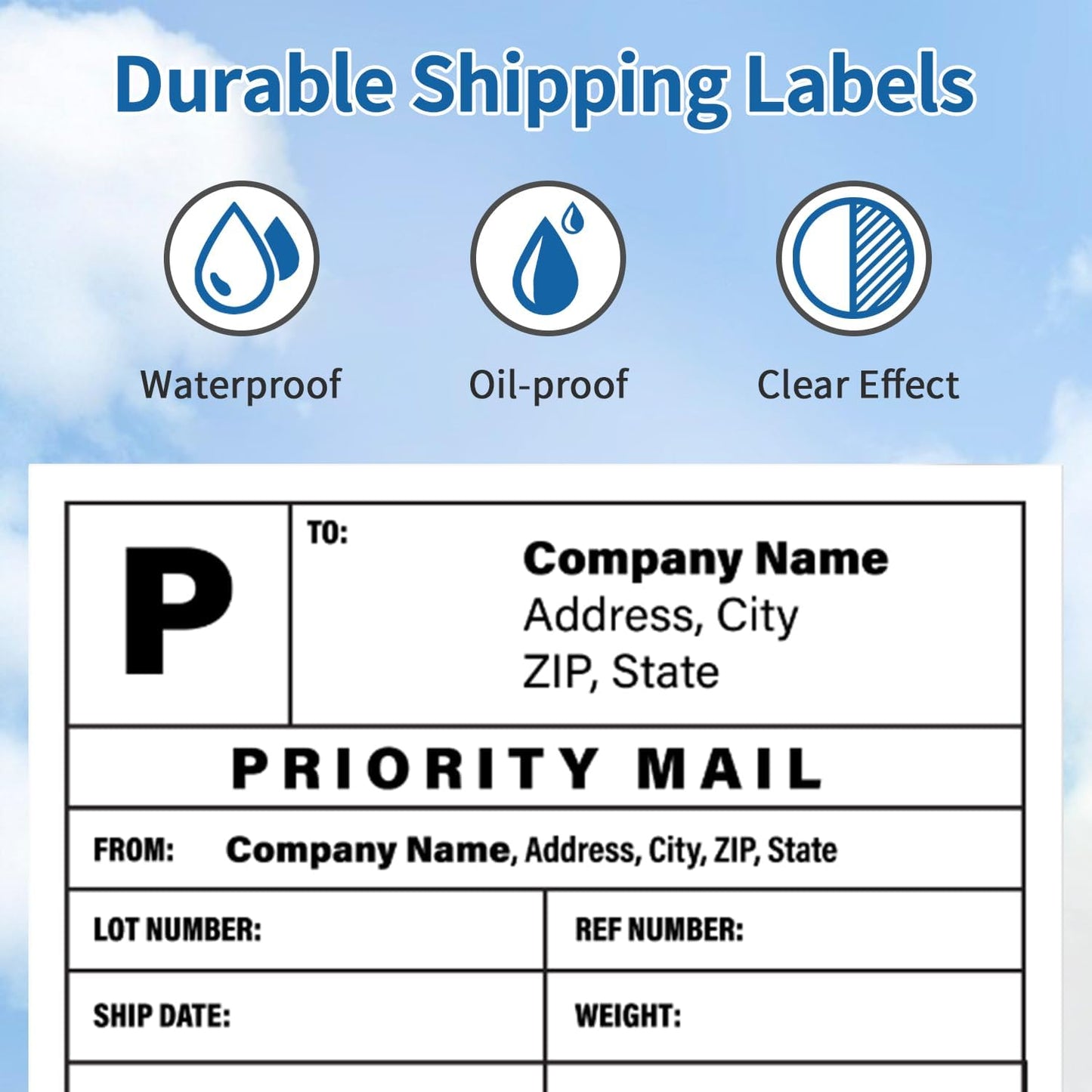 Fanfold 4x6 Direct Thermal Shipping Labels with Perforations, White 100 Labels, Permanent Adhesive, Mailing Label for Thermal Printer, Compatible with POLONO, MUNBYN Label Printer