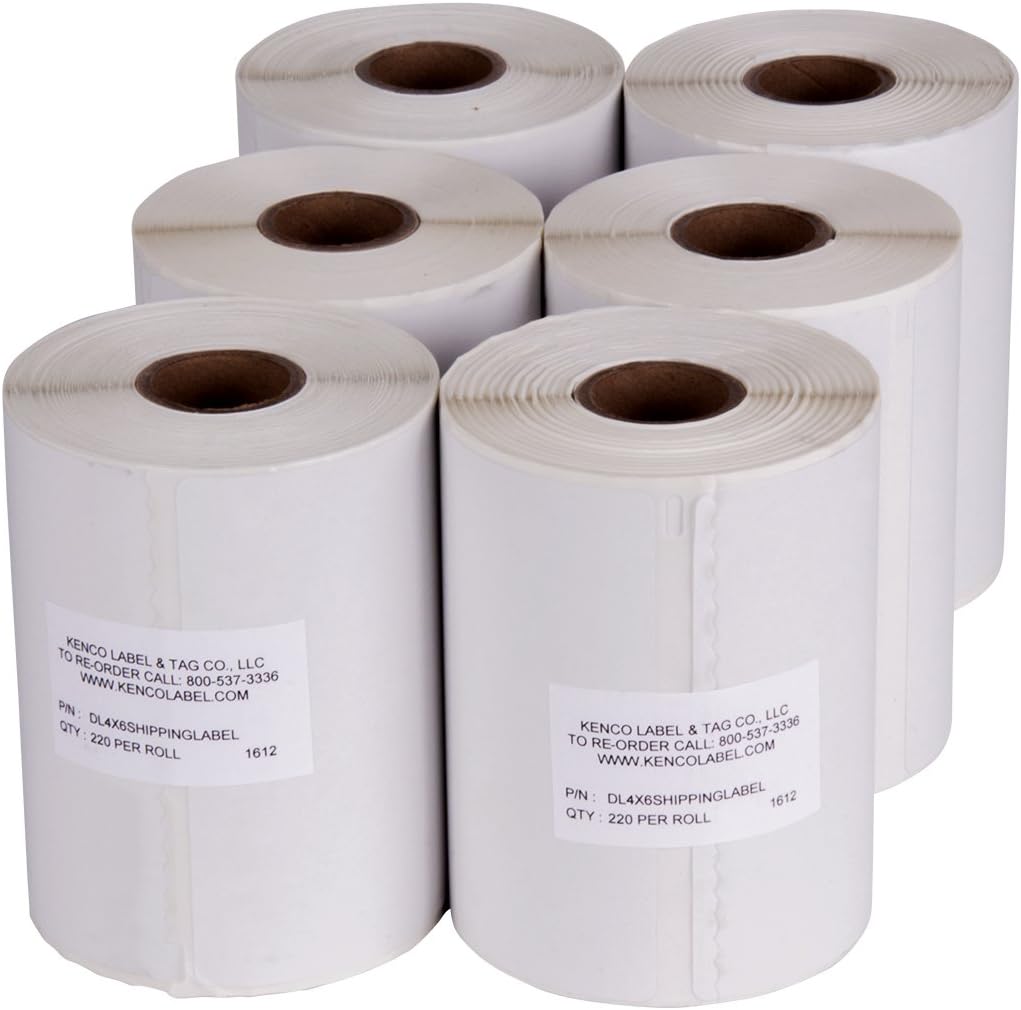 4" x 6" Compatible with Dymo® 4XL Postage Shipping Labels, Compatible with Dymo 1744907 (1 Roll - 220 Labels Per Roll) (6 Pack)