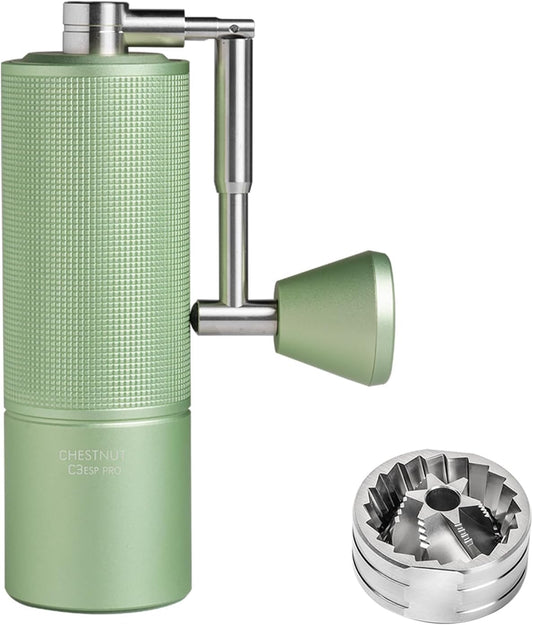TIMEMORE Chestnut C3 ESP Pro Manual Coffee Grinder, Stainless Steel S2C Conical Burr Hand Coffee Grinder with Foldable Handle, Adjustable Grind Setting for Espresso to French Press - Green