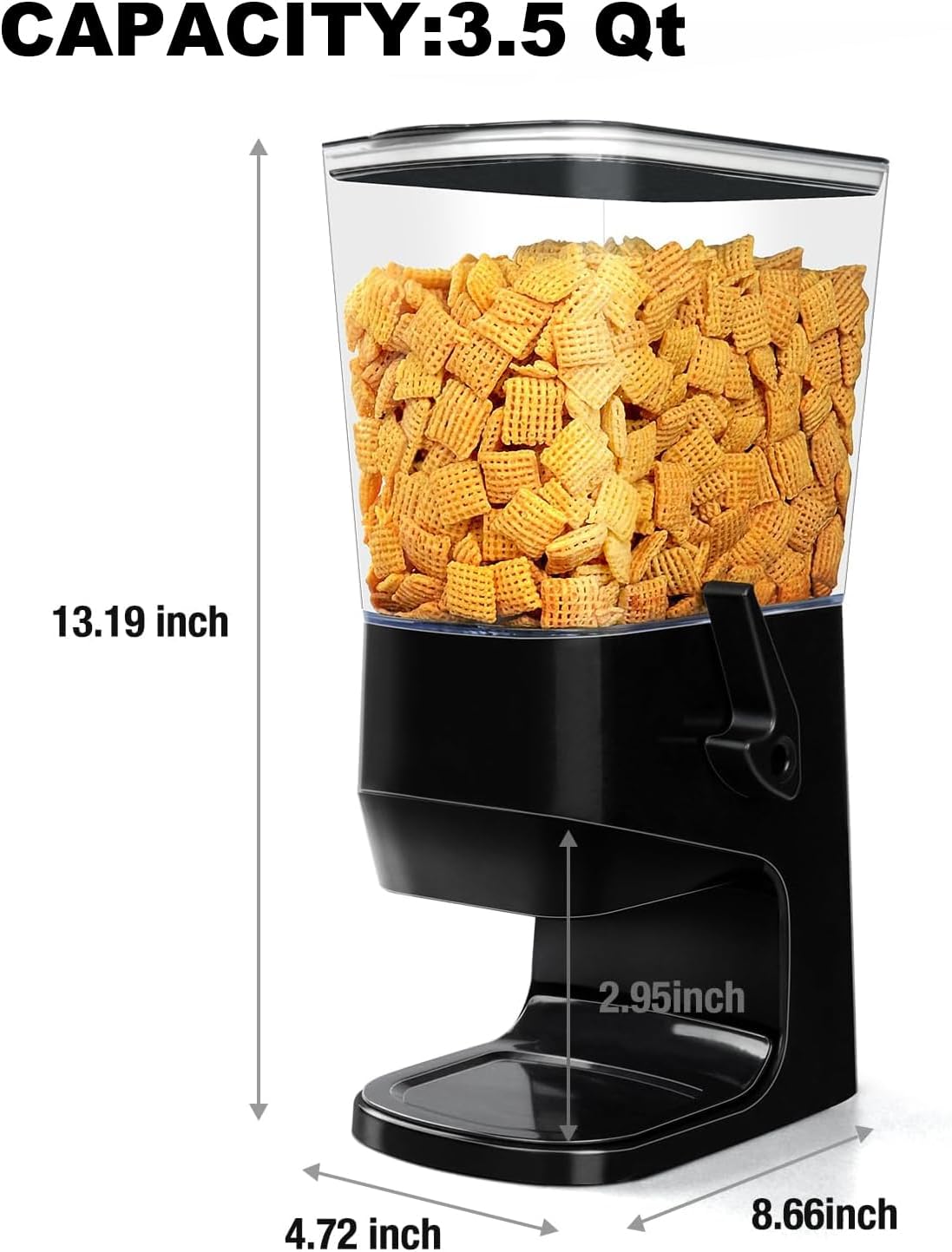 Cereal Dispenser Countertop Wath Bowls and Spoons Cereal Containers Storage for Pantry Snack Organizer Dry Food Storage Container with Lid for Kitchen Organization Oatmeal Nut Granol（Black 2 pack ）