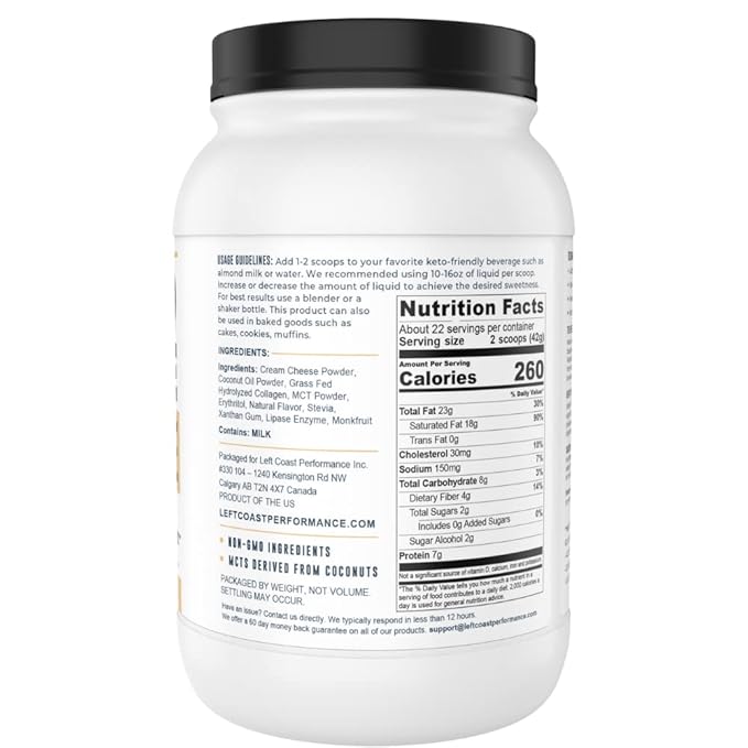 Cheesecake Keto Meal Replacement Shake [2lbs] - Low Carb Protein Powder Shake Mix, High Fat with MCTs, Collagen Peptides and Real USA Cream Cheese