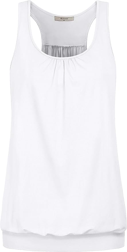 Miusey Womens Sleeveless Round Neck Loose Fit Racerback Yoga Tank Top