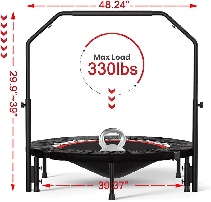 Trampoline, Portable Fitnes Foldable Trampoline in-Home Mini Rebounder, Exercise Trampoline for Kid/Adults, 40" Max Load 330lbs