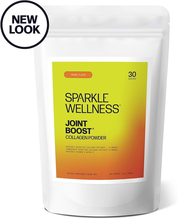 Sparkle Wellness Joint Boost (Orange) [30-Serves] | Collagen Powder Supplement with FORTIGEL & TENDOFORTE Collagen Peptides & Calcium Ascorbate Vitamin C | Supports Joint Mobility