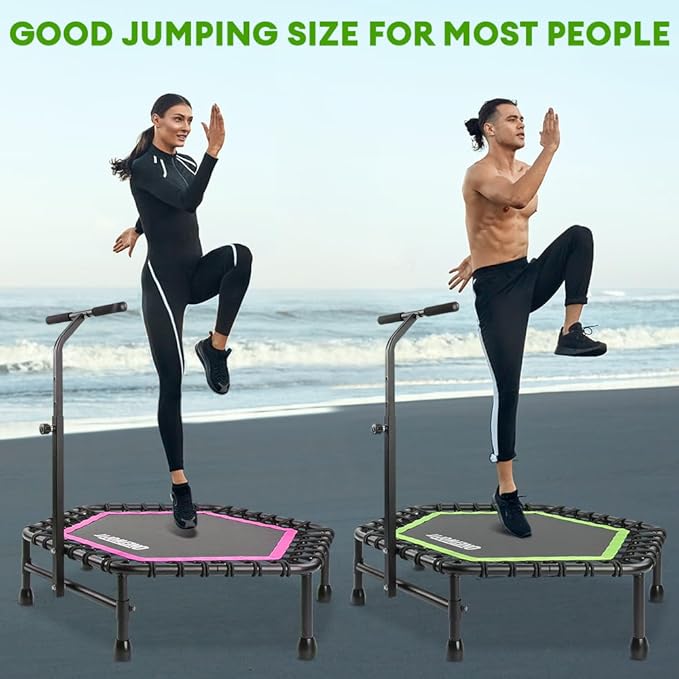 ONETWOFIT 42"/45" Rebounder Trampoline for Adults, Silent Mini Trampoline Indoor Exercise Fitness Trampoline Bungee Rebounder Workout Max Load 330lbs