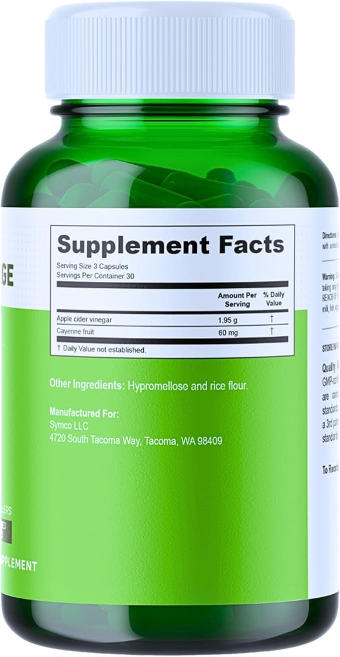 INFINITE AGE 1950mg Apple Cider Vinegar Capsules, 90 Count - Made in The USA, Vegan, Gluten Free, All-Natural - with 60mg Cayenne Fruit - No Fillers, Ultra Concentrated