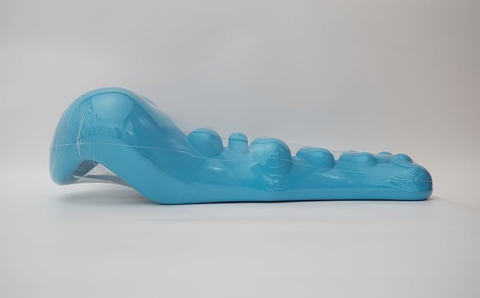 Neck and Shoulder Relaxer with Upper Back Massage Point, Cervical Traction Device Neck Stretcher for TMJ Pain Relief and Cervical Spine Alignment Chiropractic Pillow (Blue)