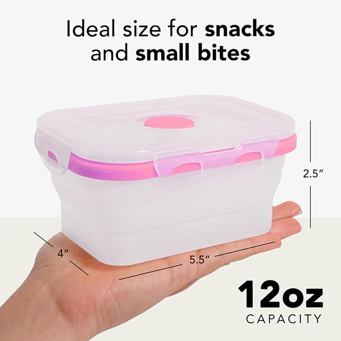 Small Collapsible Silicone Containers, Perfect for Snacks, Travel, Space-Saving Storage, Set of 4