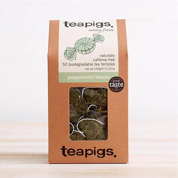 Teapigs Peppermint Leaves Tea Bags Made with Whole Leaves, Caffeine-Free, Natural Ingredients (1 Pack of 50 Teabags)