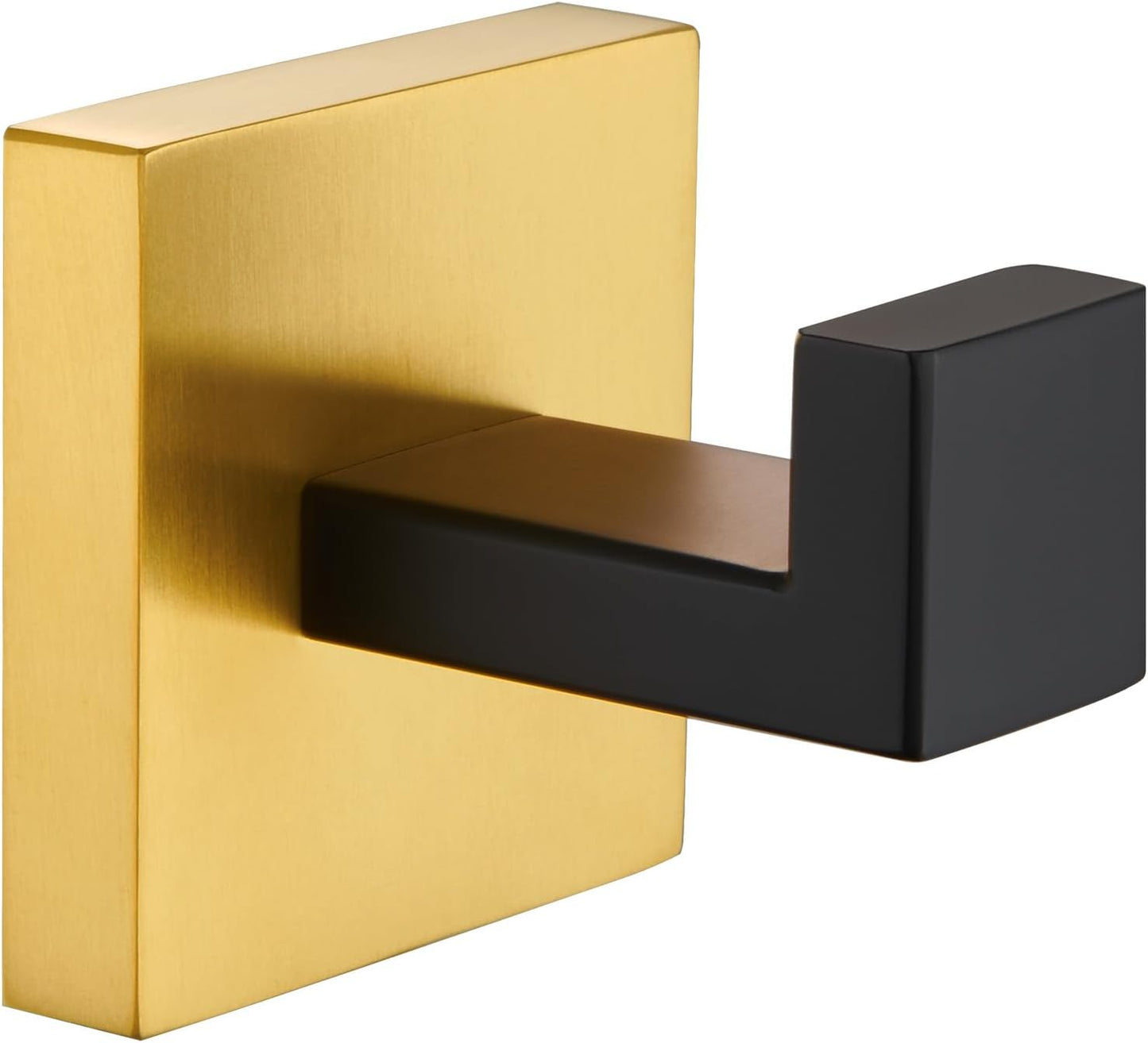 Angle Simple Towel Hook Black & Gold, 304 Stainless Steel Square Robe Bathroom Hook for Wall