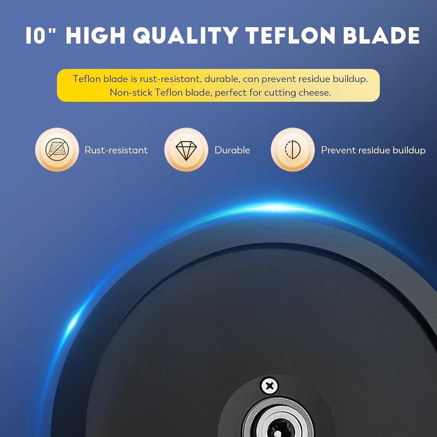 CGOLDENWALL Meat Slicer Machine with Teflon Non-stick Blade 240W Electric Meat Slicer for Frozen Meat/Deli Meat/Cheese/Food Slicer, Low Noises Commercial and Home Use