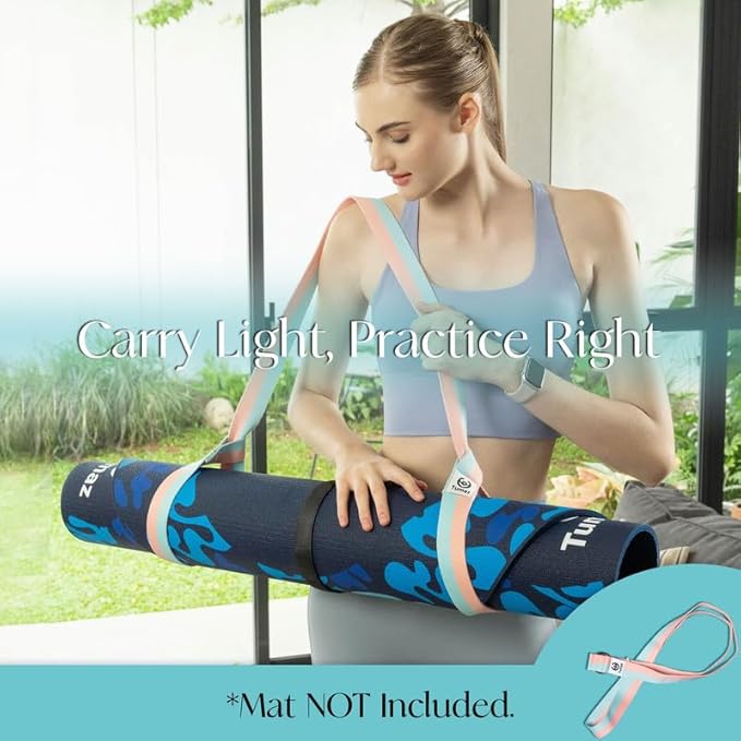 Tumaz Yoga Mat Strap [MAT NOT Included] (2 Sizes) with Extra Thick & Comfy Delicate Texture, Adjustable Yoga Mat Carrier