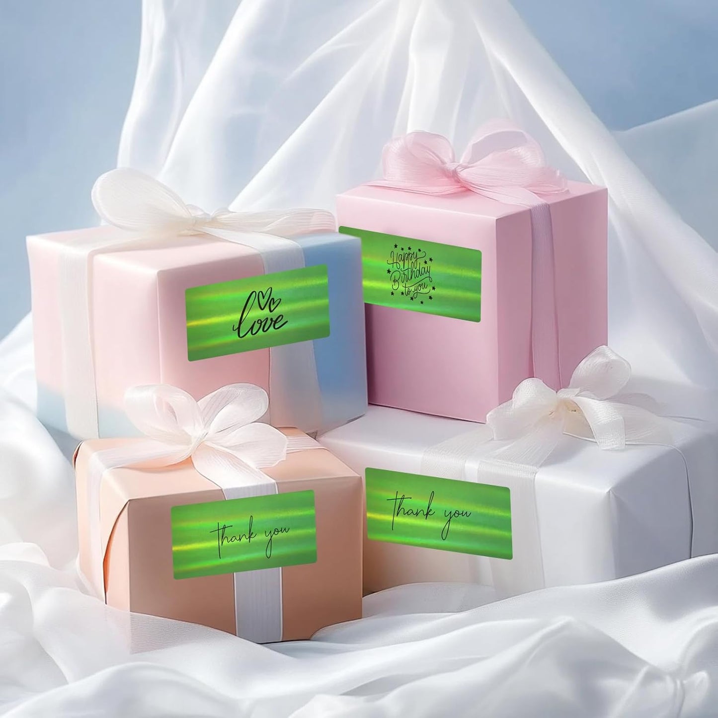 2x4 Inch Holographic Thermal Labels, Green Direct Thermal Stickers Label, Self-Adhesive Glitter Thermals Printer Sticker Labels, Perforation Line Design- 200Pcs/ 1 Roll