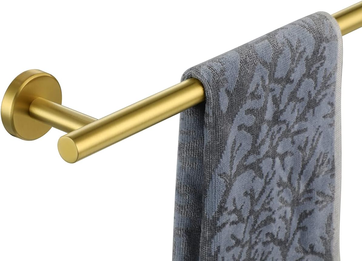 JQK Bathroom Towel Bar, 15 Inch 304 Stainless Steel Thicken 0.8mm Towel Rack, Towel Holder Brushed Gold Wall Mount, Useable Length 12 Inch TB110L12-BG
