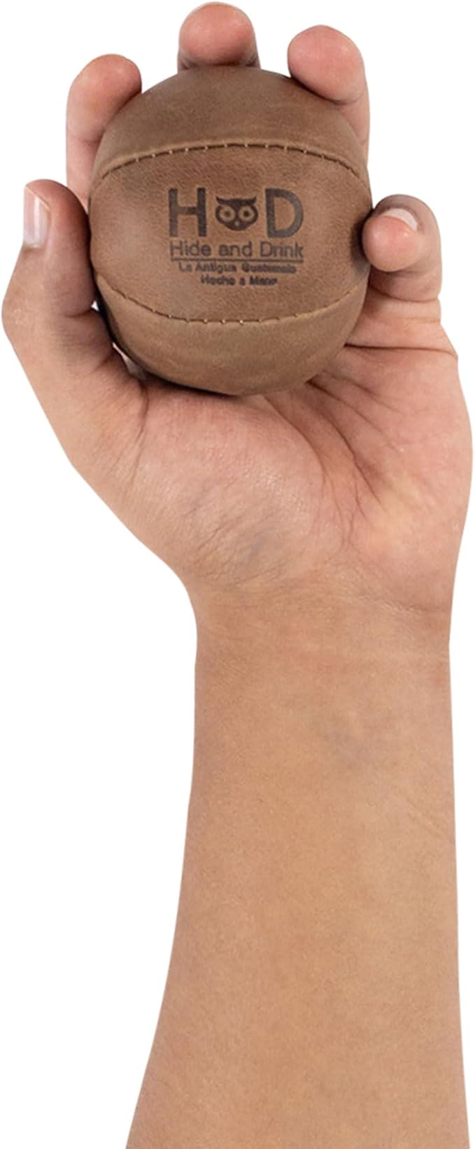 Hide & Drink, Stress Ball, Relieve Fidgeting and Anxiety, Exercise Hand, Squishy Tension Accessory, Great for The Office, Classic Style, Full Grain Leather, Handmade, Single Malt Mahogany