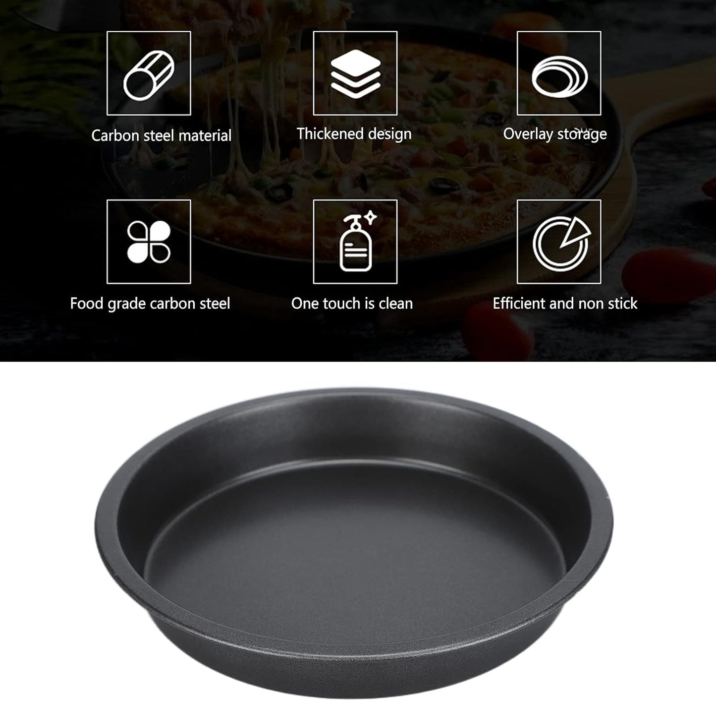 2Pcs Pizza Pan, 6in/9in/10in/12in Deep Dish Round Pizza Pan for Oven, Non Stick Thickened Carbon Steel Baking Pan for Home Kitchen, Dishwasher Safe(6in)