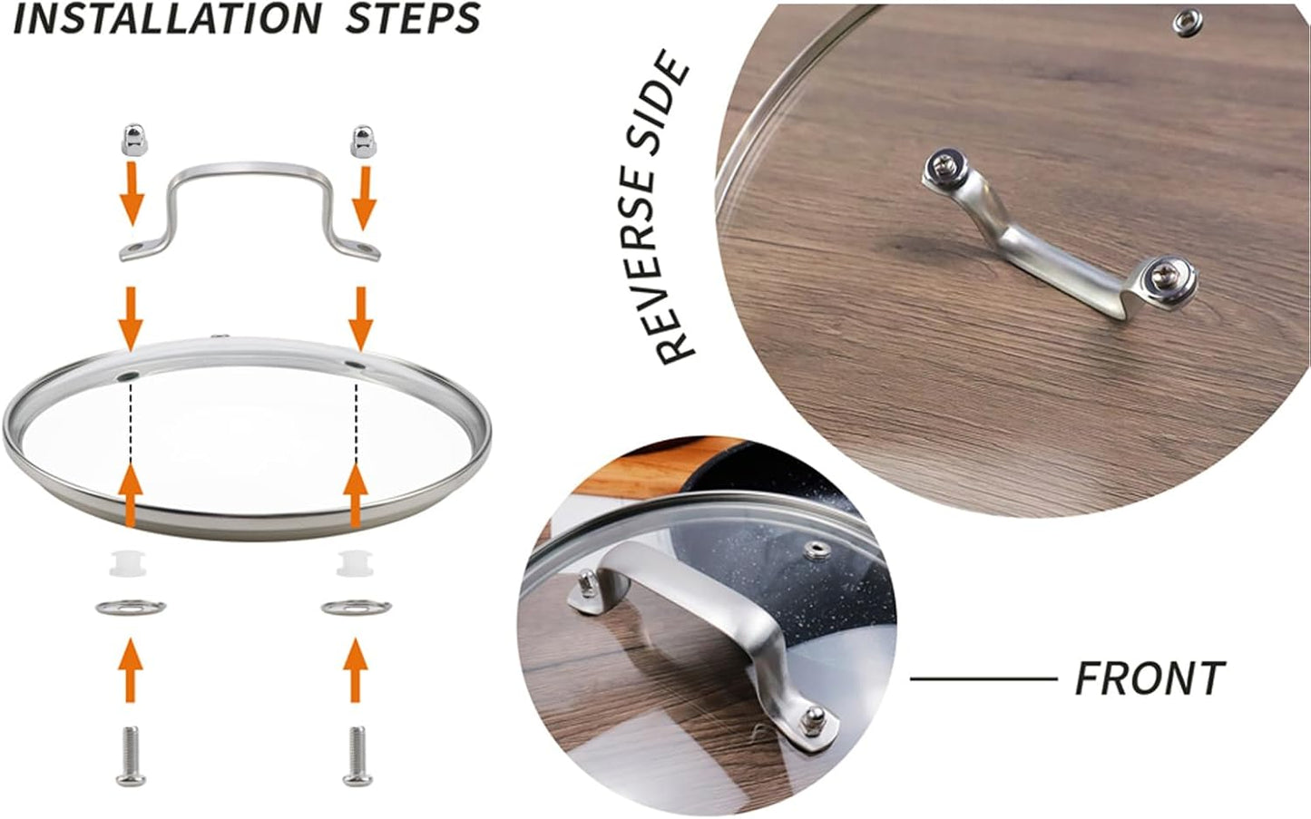 Antrader Tempered Glass Lid,9" Glass Covers for Pots,Pans and Skillets,1Set,Clear