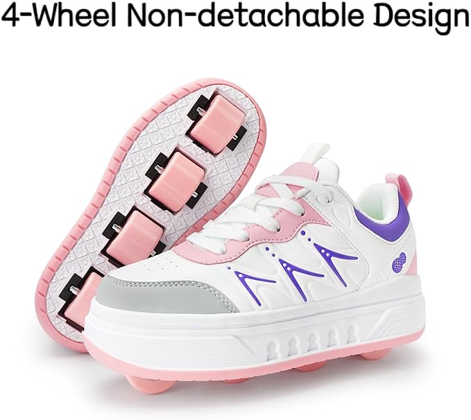 Roller Skate Shoes & Sneakers with Wheels, Outdoor Roller Skates for Girls Boys, Shoes with Wheels for Christmas Birthday Gift