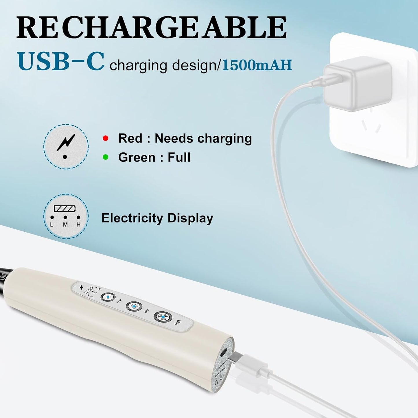 Milk Frother Handheld for Coffee, Electric Whisk 3 Speed Adjustable, Drink Mixer with Stainless 3 Whisks, Rechargeable Hand Frother Wand, for Latte Cappuccino Hot Chocolate Egg Beige