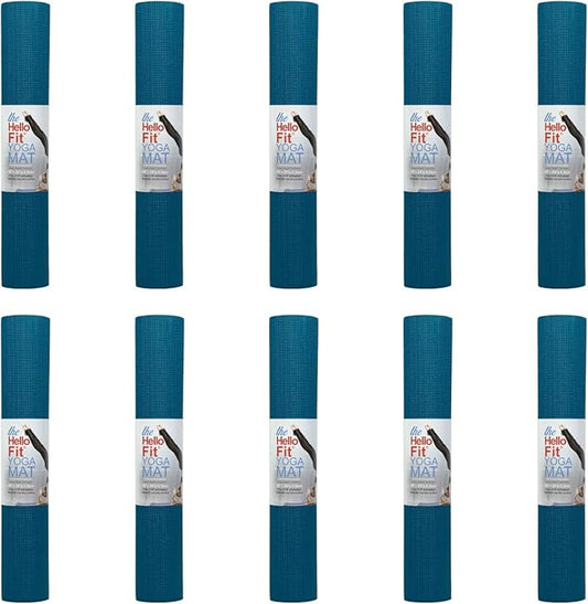 Hello Fit 10-Pack Yoga Mat, 68" x 24" Non Slip Exercise Mat, 4mm Thick Gym Mat for Fitness and Stretching, Bulk Non Toxic Yoga Mats for Schools and Studios