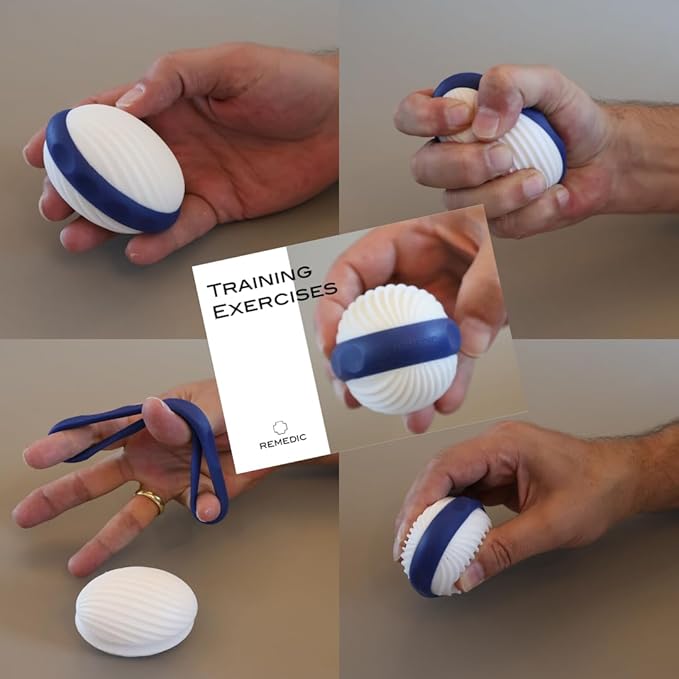 Hand & Finger Exerciser – Grip Strengthener with 2 Resistance Rings & Training Manual with 30+ Exercises – Strengthens Hand Muscles, Joints & Tendons for Rehab, Therapy & Training