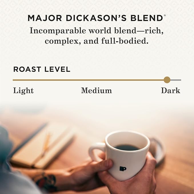 Peet's Coffee, Dark Roast Ground Coffee - Major Dickason's Blend 63 Ounces (6 Bags of 10.5 Ounces)