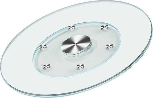 27" Large Lazy Susan for Dining Table Kitchen Glass Turntable with Aluminum Alloy Bearing, Smooth Swivel