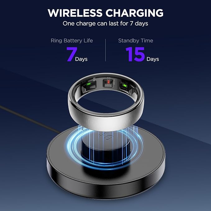 Smart Ring for Women Men, Activity Fitness Tracker with 24/7 Heart Rate Monitor, Waterproof Sleep Tracker Fitness Ring, Step Counter, Calorie Pedometer, No APP Fee,for iOS Android (Silver,#9)