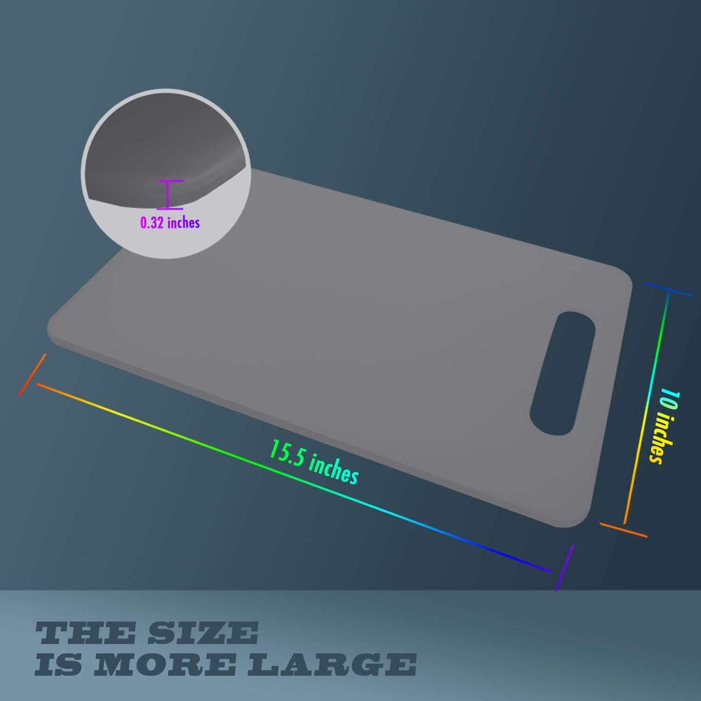 Fotouzy Plastic Utility Cutting Board with Handles, Food Safe PP Material, BPA Free, Dishwasher Safe, Thick Chopping Board, Large Size, Easy Grip Handle, for Kitchen (Gray), 15.5" X 10"