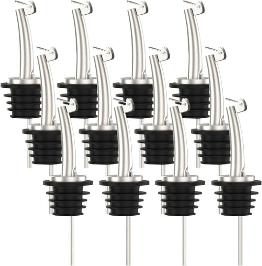 Axe Sickle 12 Pcs Oil Spout Liquor Bottle Pourer Spouts Stainless Steel Speed Pour Spouts Olive Oil Dispenser Spout with Flip Top for About 3/4"" Bottle Mouth