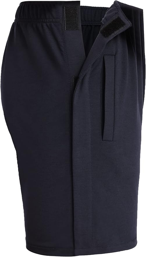 Deyeek Unisex Tear Away Shorts Snap On Athletic Cotton Shorts Post Knee Surgery Recovery Hip Replacement Pants with Pockets
