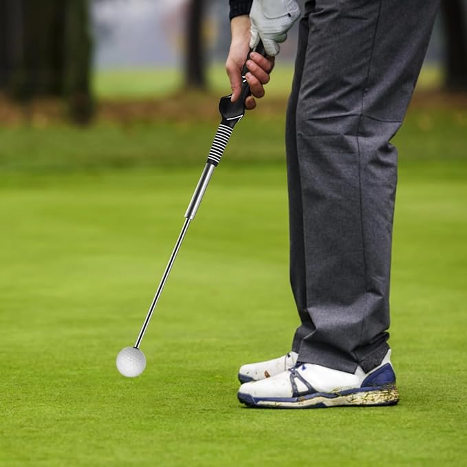 Stainless Steel Retractable Golf Swing Trainer, Adjustable Golf Grip Aid for Swing Training, Indoor and Outdoor Use, Improve Stability, Speed, Accuracy