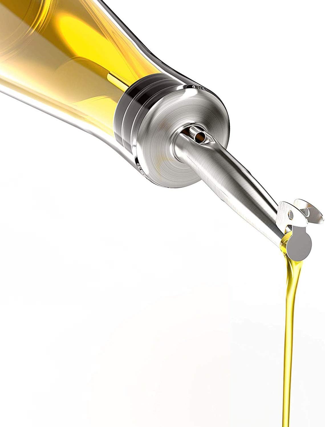 Axe Sickle 2 Pcs Oil Spout Liquor Bottle Pourer Spouts Stainless Steel Speed Pour Spouts Olive Oil Dispenser Spout for About 3/4" Bottle Mouth, with Flip Top