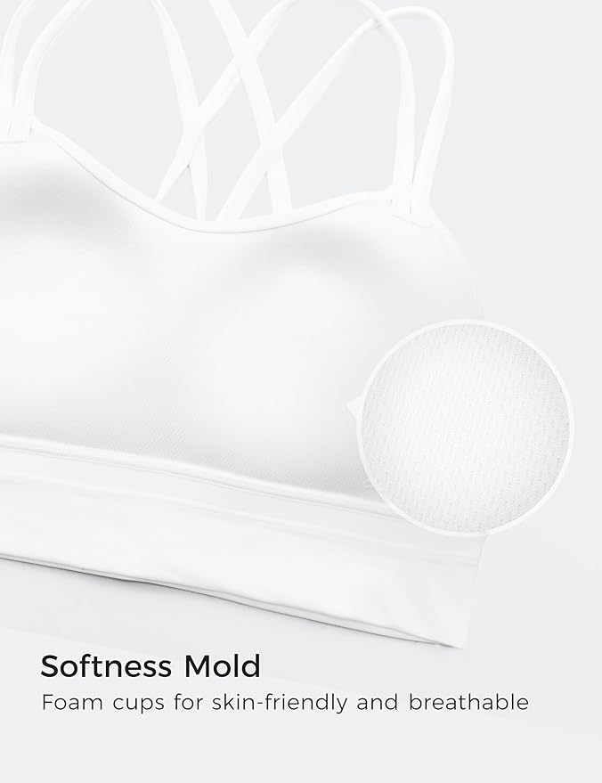 CRZ YOGA Softness Mold Womens Butterluxe Strappy Longline Sports Bra - Double Spaghetti Strap Workout Yoga Crop Top Athletic