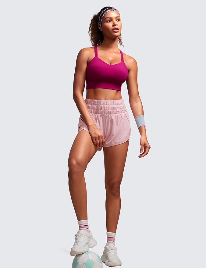 CRZ YOGA Softness Mold Womens Butterluxe Strappy Longline Sports Bra - Double Spaghetti Strap Workout Yoga Crop Top Athletic