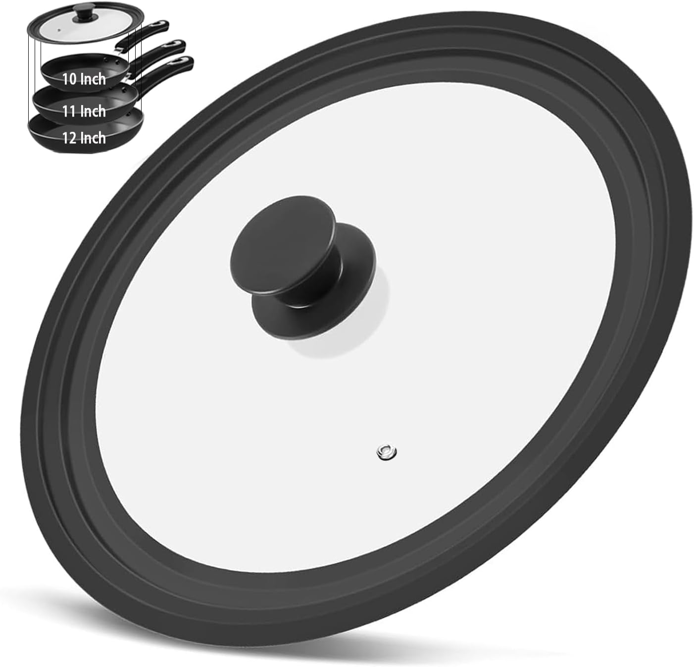 Universal Lid for Pots, Pans and Skillets, Tempered Glass Lid fit 10", 11", 12" Skillets, Pots, Frying Pans, Cast Iron, Crock Pot and Other Glass Covers Replacement