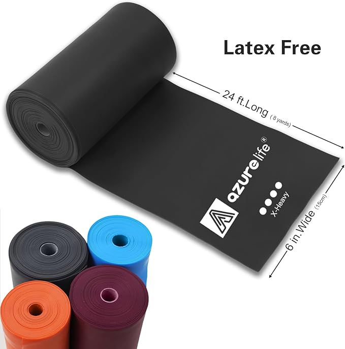 Professional 8 Yards Bulk Resistance Bands Rolls or 5,6,7 ft. Long Non-Latex Elastic Exercise Bands, Stretch Bands for PT, Yoga, Pilates, Rehab, at-Home or The Gym Workouts