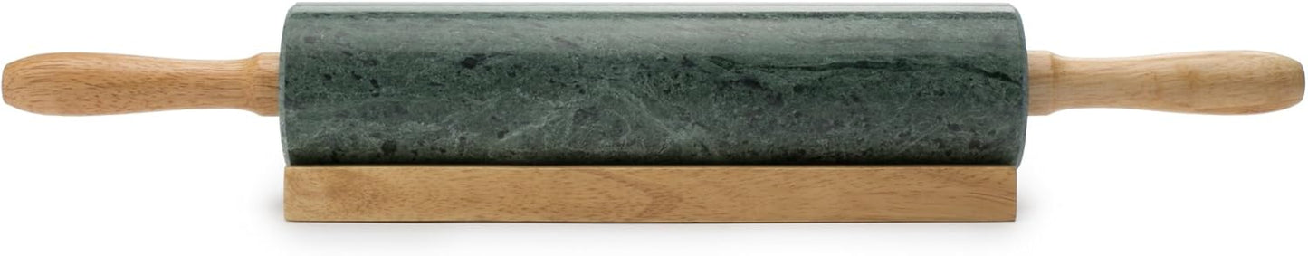 Fox Run Marble Rolling Pin and Base, Green 2.5 x 18 x 3 inches