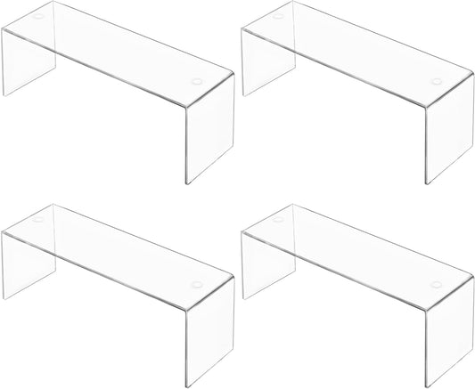 4 Packs Cabinet Organizer Shelf, Acrylic Kitchen Counter Shelves Organizer, Spice Rack for Dishes, Spices, Soda Cans and Bottles（12.4 x 4 x 4.6 inch）