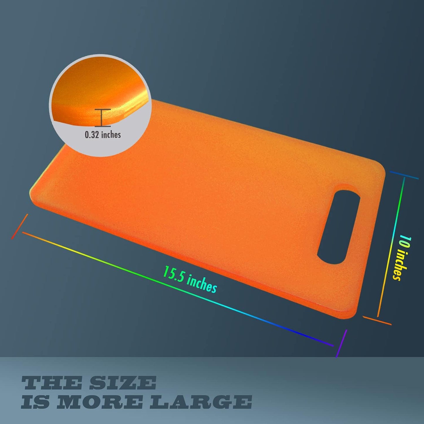 Fotouzy Plastic Utility Cutting Board with Handles, Food Safe PP Material, BPA Free, Dishwasher Safe, Thick Chopping Board, Large Size, Easy Grip Handle, for Kitchen (Orange)