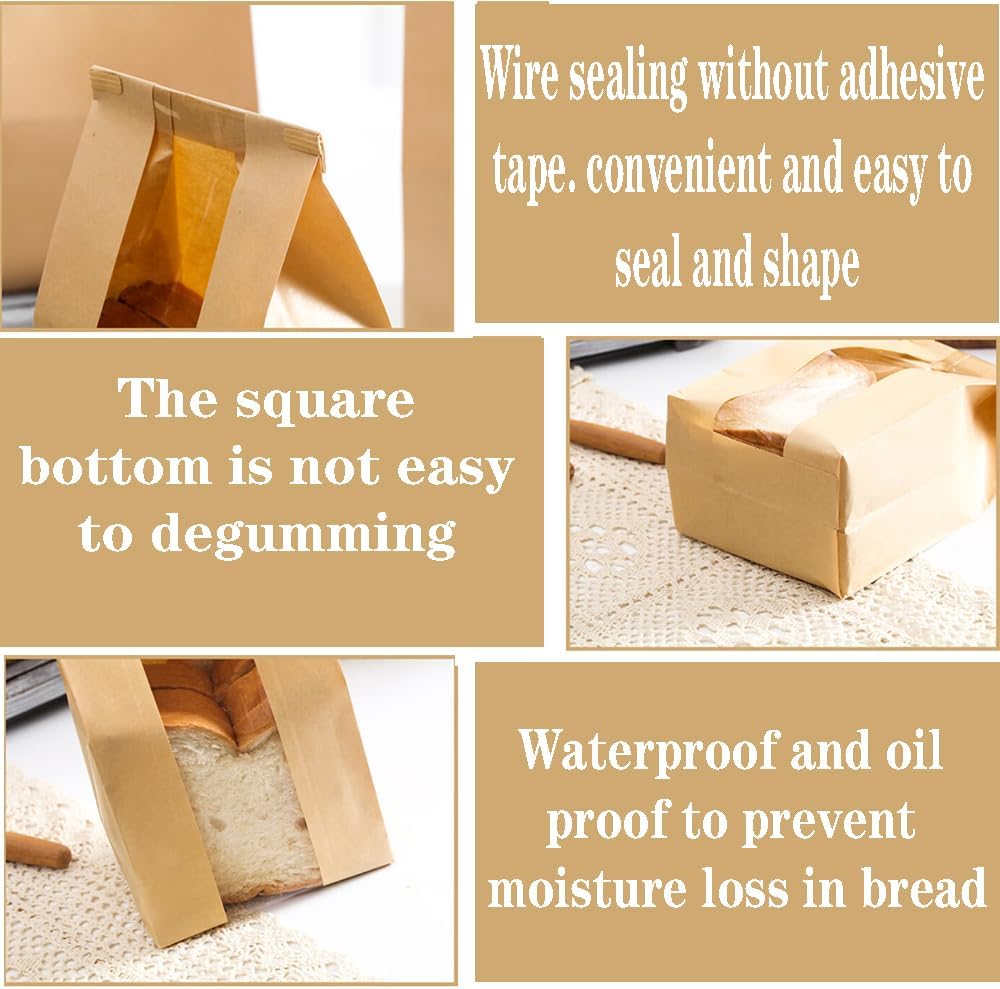 30 Pack Paper Bread Bags 13 x 8.3 x 3.5-inch Bakery Kraft Sourdough Loaf Baked Storage Bags for Homemade Bread Cookie Treat