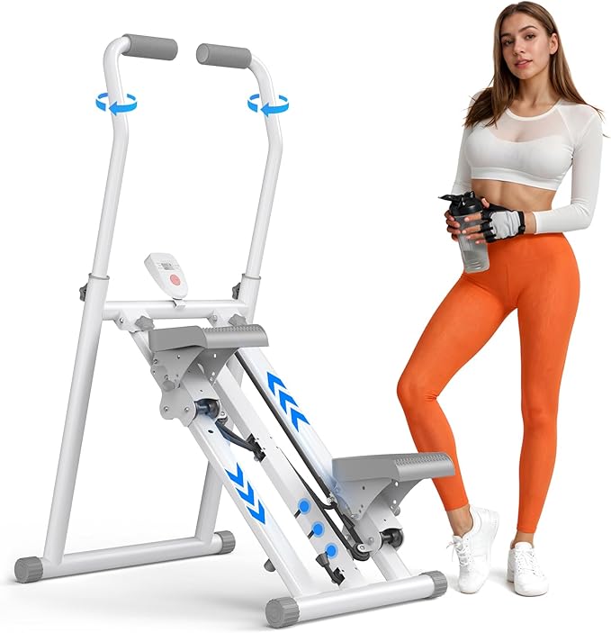 MERACH Stair Stepper for Home Gym Exercise, New Version Vertical Climber Machine for Full-Body Workout, Compact Folding Cardio Exercise Climber with Extended Step Range, Adjustable Handlebar & Pedals