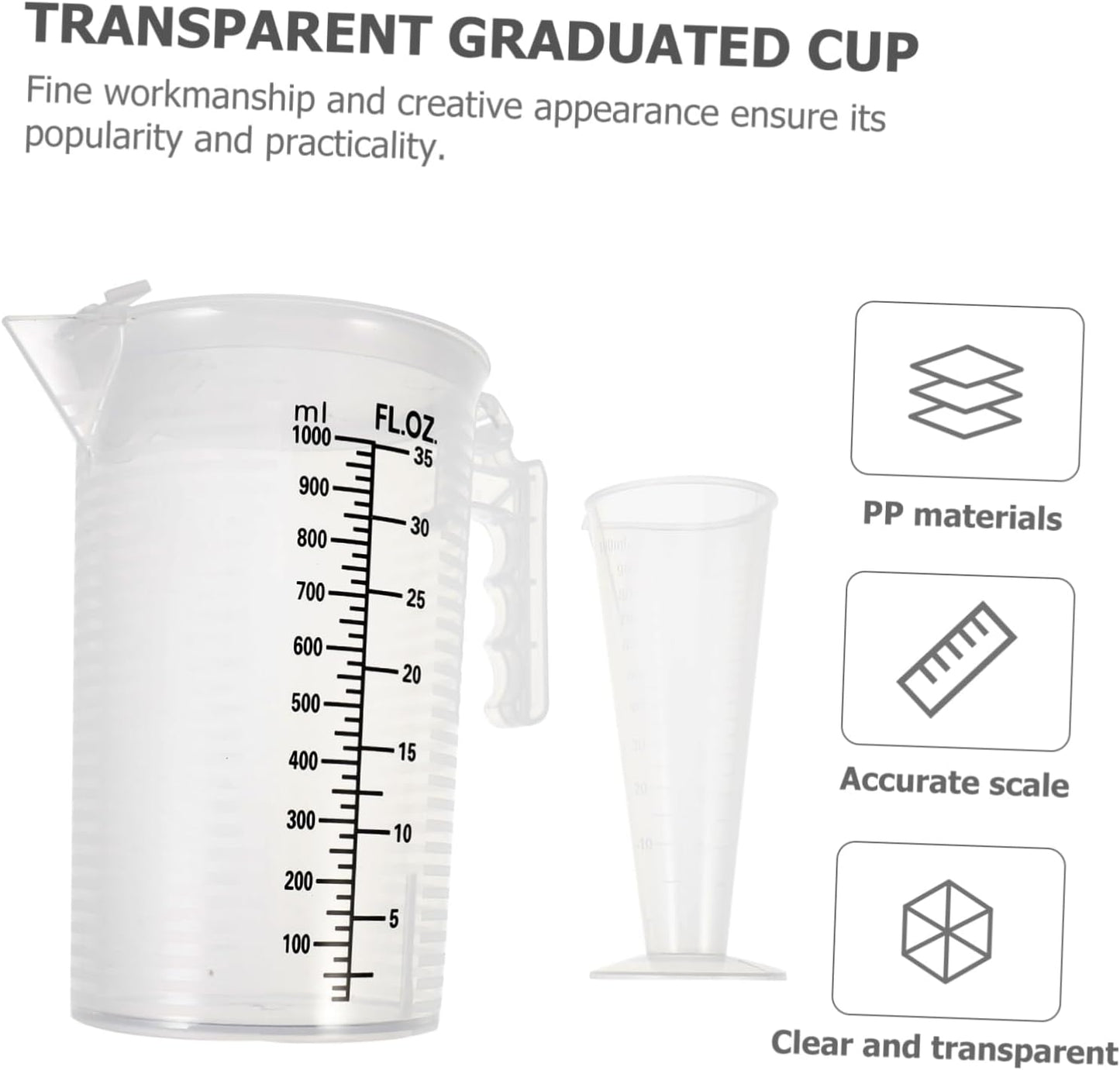 iplusmile 2Pcs Plastic Measuring Cups with Lids Liquid Measuring Jug Set 6.88X6.69X4.52 Inches Kitchen Tools for Motor Oil and Cooking